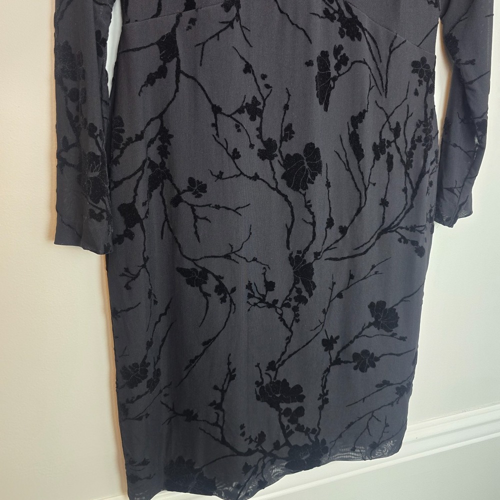 NWT Vintage Lauren Ralph Lauren Black Floral Mesh Dress 12P Gothic Dark Romantic - Picture 5 of 13